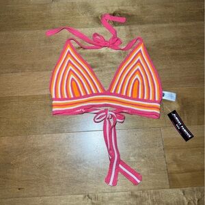 (NWT) Women’s Almost Famous Multicolored Halter Knit Crochet Top Size‎ Large